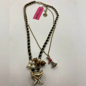 BETSEY JOHNSON Vintage Film Noir Collection Double Strand Necklace Hollywood NWT